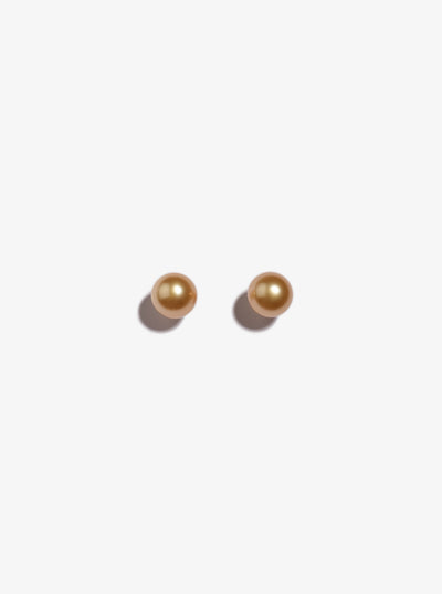 10mm Button Gold South Sea Pearl Earring GSE18K2