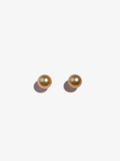 11mm Button Gold South Sea Pearl Earring GSE18K3