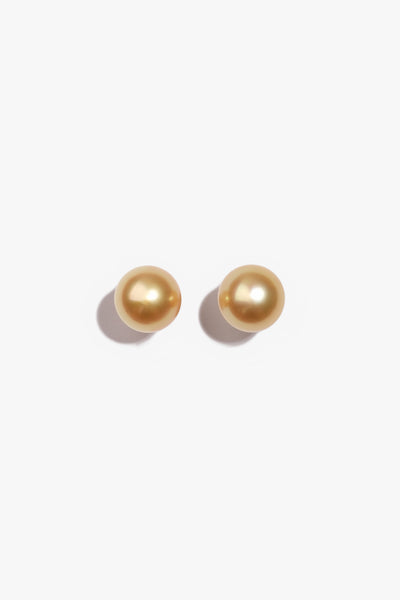 13mm Button Gold South Sea Pearl Earring GSE18K4