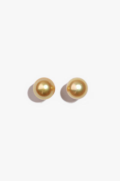 13mm Button Gold South Sea Pearl Earring GSE18K4